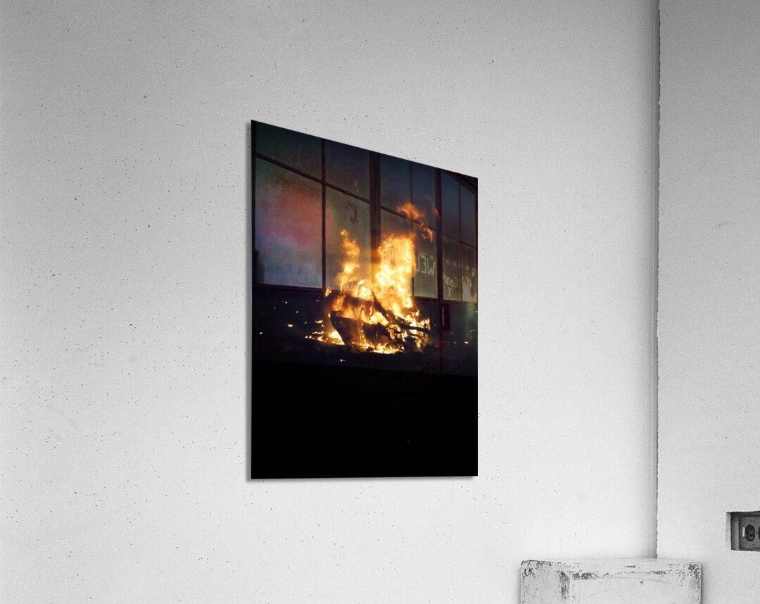 Burning Cars Acrylic Print
