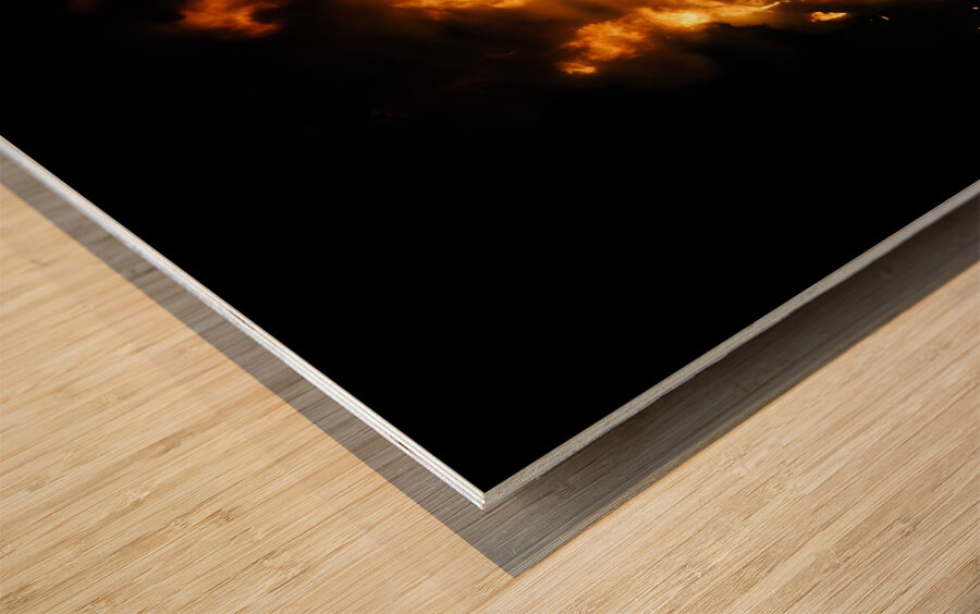 Burning Cars Wood print